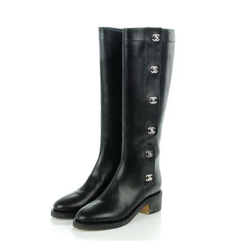 tall chanel boots|chanel black canvas heel boots.